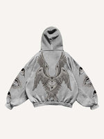 Wing&Eye&Graphic Print Slant Pockets Hoodie