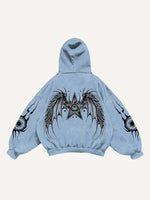 Star&Wing&Eyeball Print Slant Pockets Hoodie
