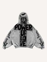 Love Your Little Angel&Cross Print Slant Pockets Hoodie