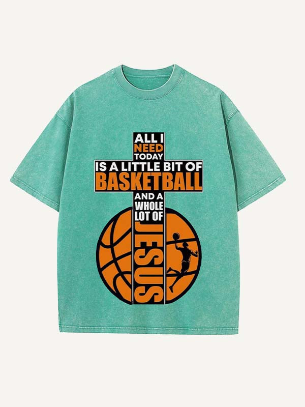 Basketball Aesthetic Print Round Neck T-shirt