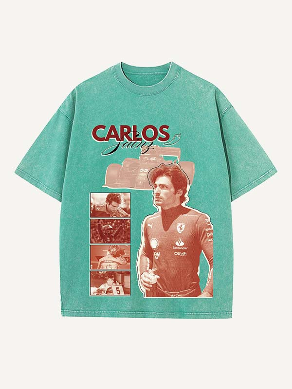Carlos Sainz Print Round Neck T-shirt