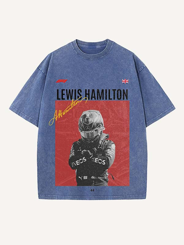 Lewis Hamilton Print Round Neck T-shirt