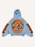 Halloween Care Bears&Strawberry Shortcake Print Slant Pockets Hoodie