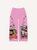 Christmas Horror Print Elastic Waist Pants