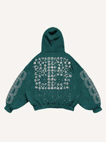 Jesus&Letter Faux Rhinestones Print Slant Pockets Hoodie