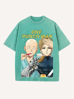 One-Punch Man Print Round Neck T-shirt