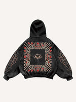 Eye&Letter&Graphic Print Slant Pockets Hoodie