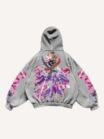 Eye&Wing&Graphic Print Slant Pockets Hoodie