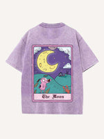 Distressed Washed Graphic&Animal&Letter Print Round Neck T-shirt