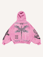 Jesus&Mary&Cross&Wing&Heart&Letter&Graphic Print Slant Pockets Hoodie