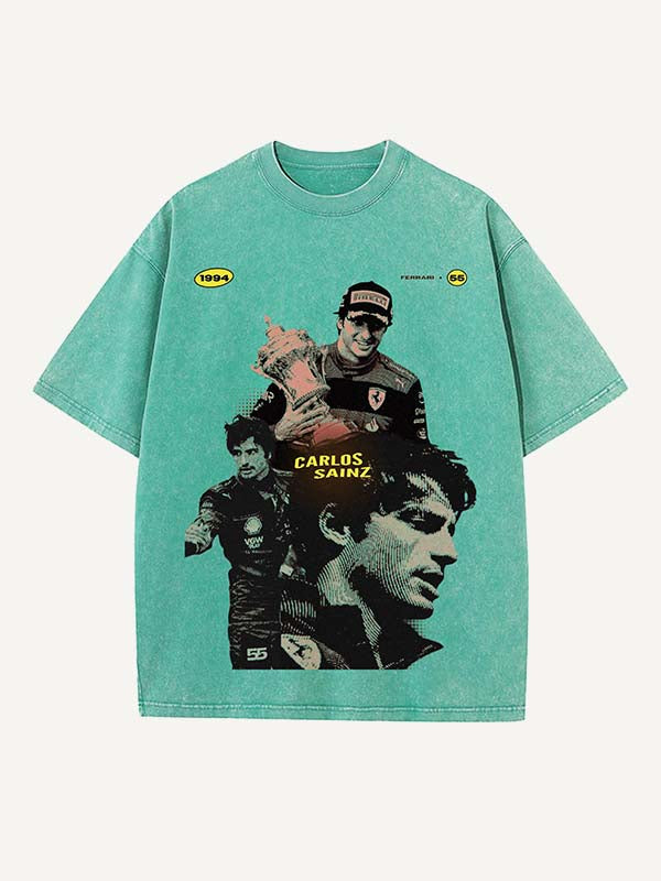 Carlos Sainz Print Round Neck T-shirt
