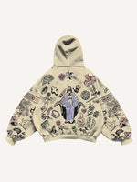 Figure&Graphic Print Slant Pockets Hoodie
