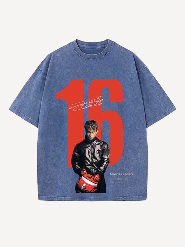 Charles Leclerc Print Round Neck T-shirt