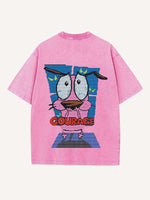 Distressed Washed Figure&Graphic&Animal&Letter Print Round Neck T-shirt