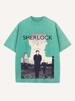Sherlock Print Round Neck T-shirt