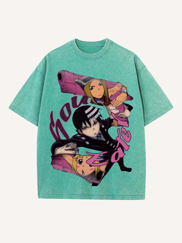 Soul Eater Print Round Neck T-shirt