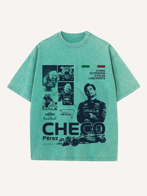 Sergio Perez Print Round Neck T-shirt