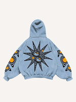 Moon&Eye&Graphic Print Slant Pockets Hoodie