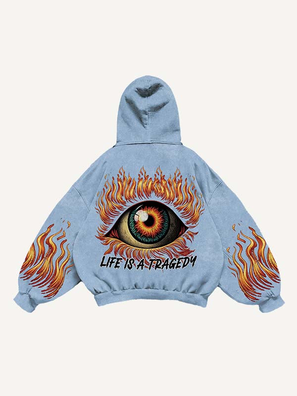 Eye&Graphic Print Slant Pockets Hoodie