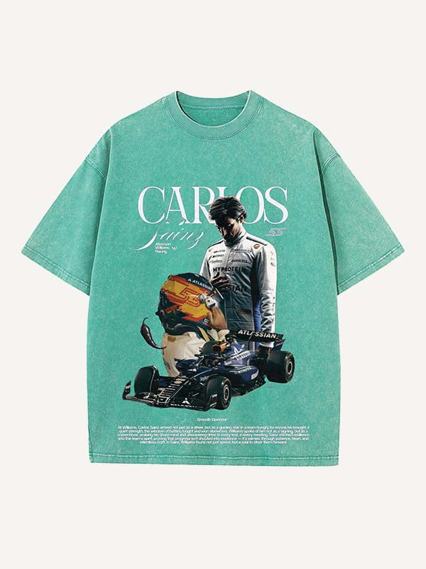 Carlos Sainz Print Round Neck T-shirt