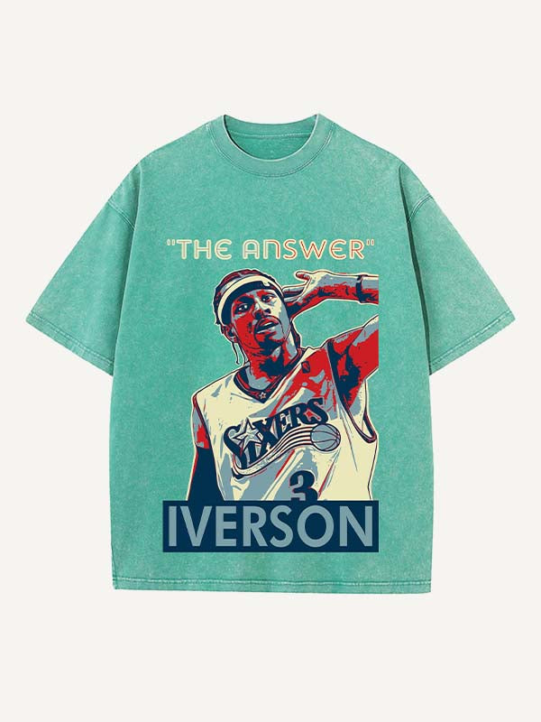 Allen Iverson Print Round Neck T-shirt