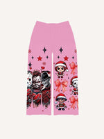 Christmas Horror Print Elastic Waist Pants