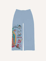 Cross&Figure&Pray&Graphic&Letter Print Elastic Waist Pants