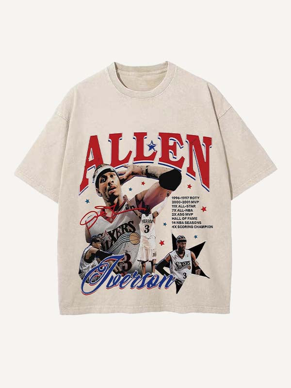 Allen Iverson Print Round Neck T-shirt