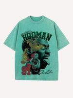 Dennis Rodman Print Round Neck T-shirt