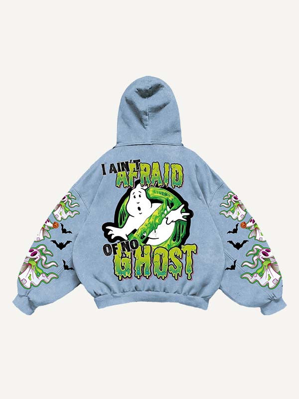 Halloween Ghost&Graphic&Letter Print Slant Pockets Hoodie