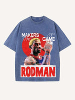 Dennis Rodman Print Round Neck T-shirt