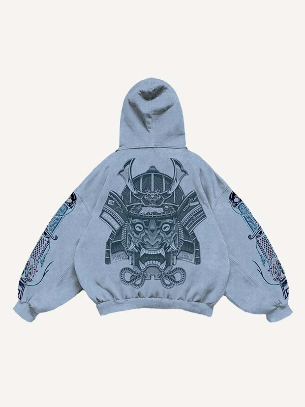 Ghost General&Dagger Print Slant Pockets Hoodie