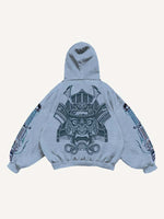 Ghost General&Dagger Print Slant Pockets Hoodie