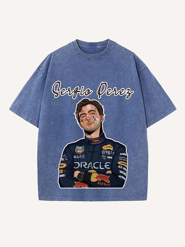 Sergio Perez Print Round Neck T-shirt