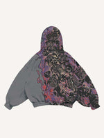 Fire Death Hell Skeleton Army Slant Pockets Hoodie