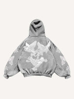 Mary&Pray&Pigeon&Letter Faux Rhinestones Print Slant Pockets Hoodie