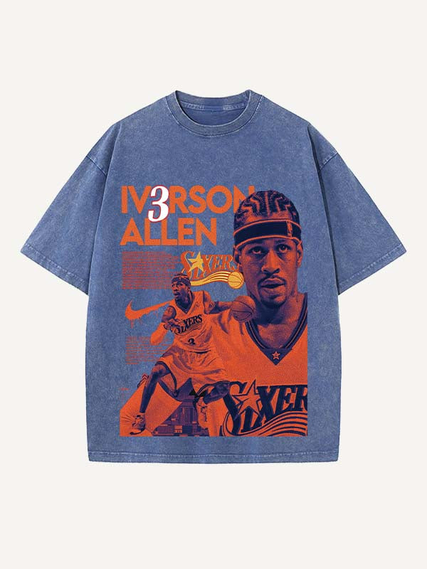Allen Iverson Print Round Neck T-shirt