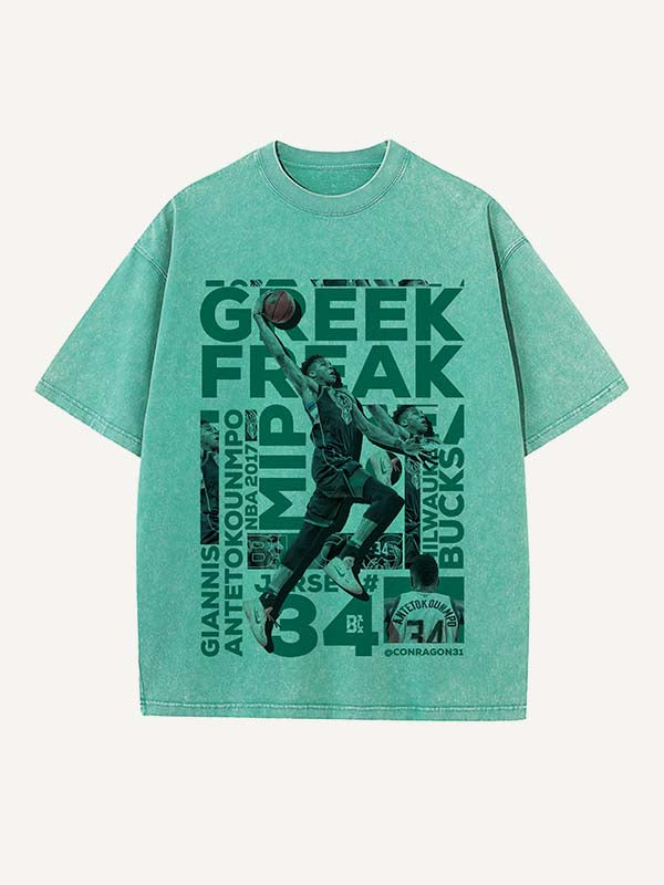 Giannis Antetokounmpo Print Round Neck T-shirt