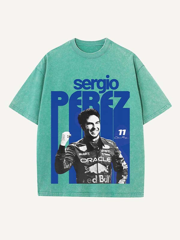 Sergio Perez Print Round Neck T-shirt