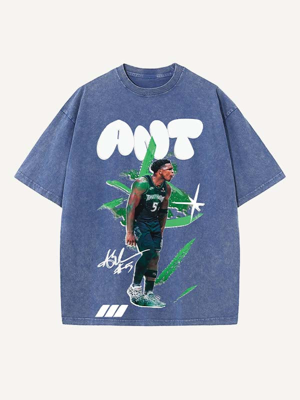 Anthony Edwards Print Round Neck T-shirt