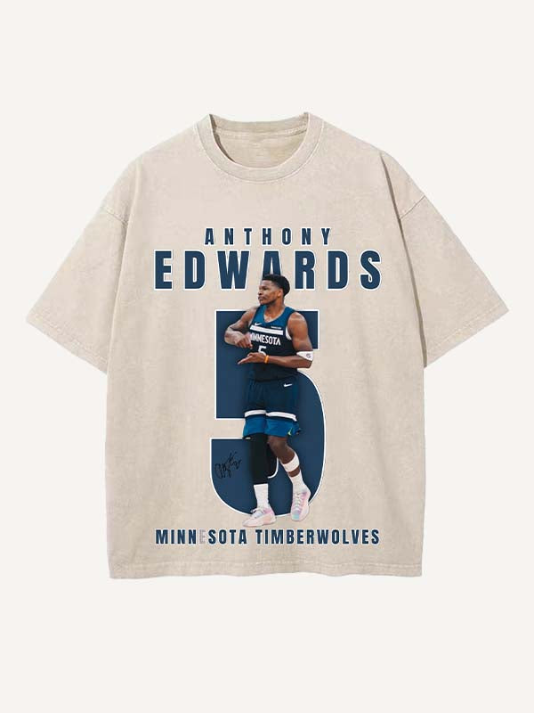 Anthony Edwards Print Round Neck T-shirt