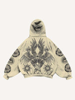 Eye&Wing&Sun Print Slant Pockets Hoodie