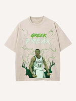 Giannis Antetokounmpo Print Round Neck T-shirt