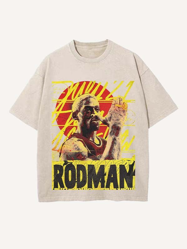 Dennis Rodman Print Round Neck T-shirt