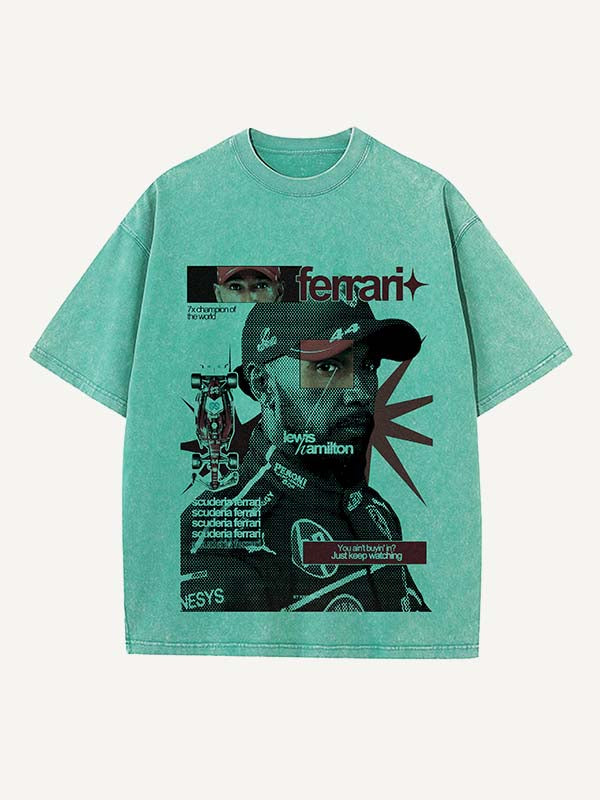 Lewis Hamilton Print Round Neck T-shirt