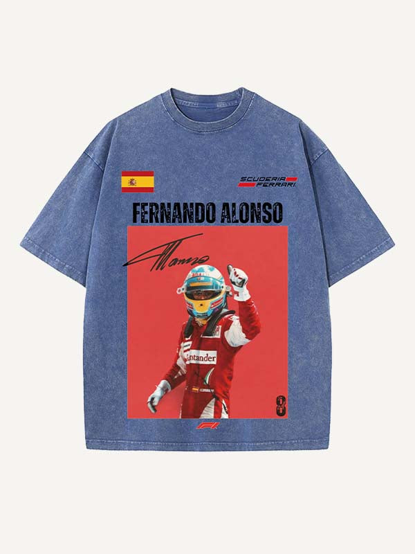 Fernando Alonso Print Round Neck T-shirt