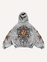 Evil Sun&Moon&Graphic Print Slant Pockets Hoodie