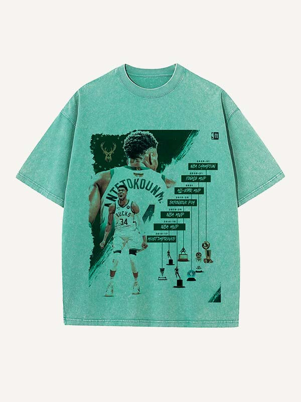 Giannis Antetokounmpo Print Round Neck T-shirt