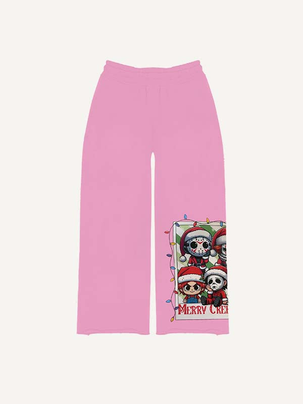 Christmas Horror Print Elastic Waist Pants