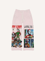 Christmas Horror Print Elastic Waist Pants